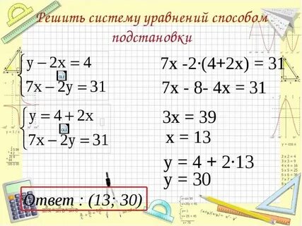 Способ подстановки алгебра 7 класс