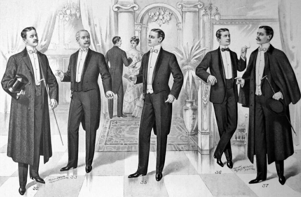 Эдвардианская эпоха мода мужская. Джентльмены эдвардианской эпохи. Фрак мужской 20 век. Мода 20го века мужская Англия ресторан.