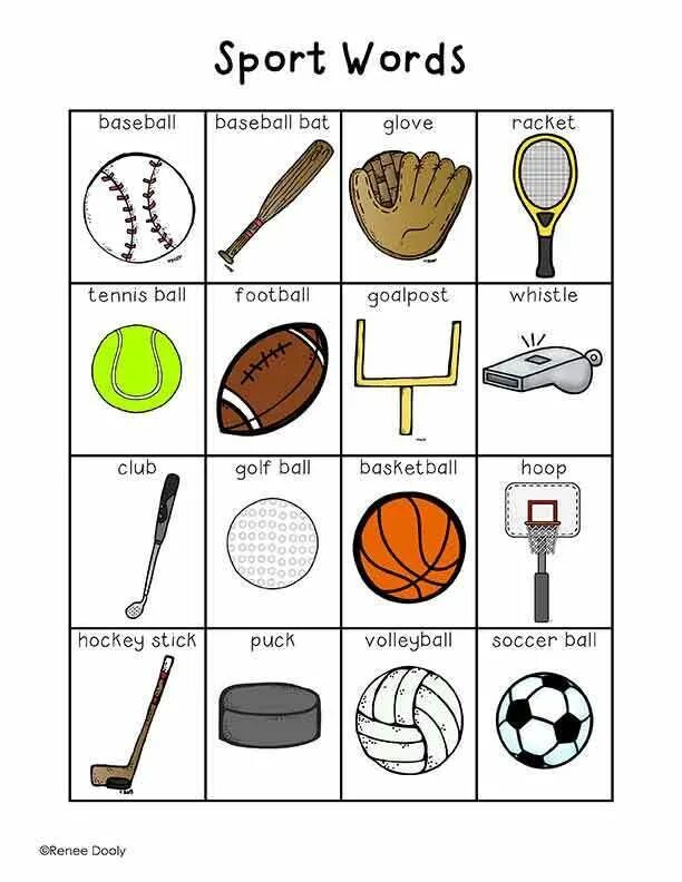 Sport Words. Sport Vocabulary. Vocabulary for Sport. Спортивный инвентарь на английском языке.