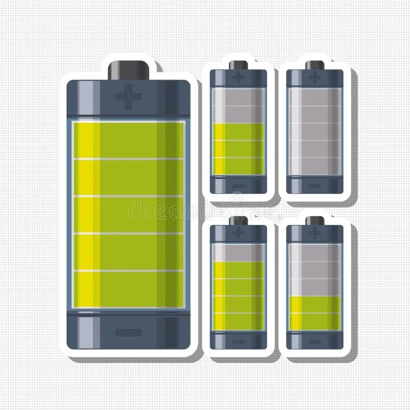 Защитные стёкла Battery collection. Дизайн аккумулятора. Battery High Voltage, long Battery charge and Energy, vector illustration. Battery illustration Design.