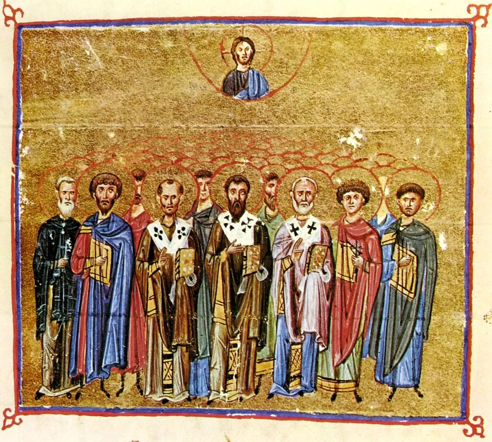 Икона всех святых Византия. Византийские иконы мучеников. Византийское фрески мученики. Икона всех русских святых Византия.