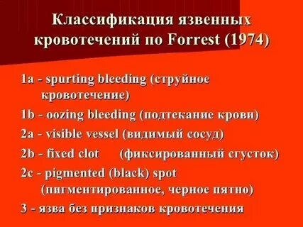 Классификация язвенных кровотечений