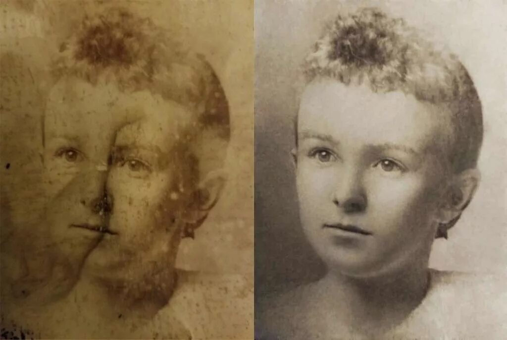Последствия реставрации. Старые потрескавшиеся фотографии. реставрация портрета. фото после реставрации.