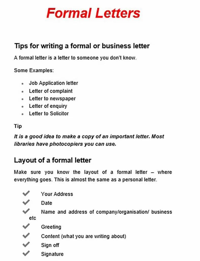 Forms letters