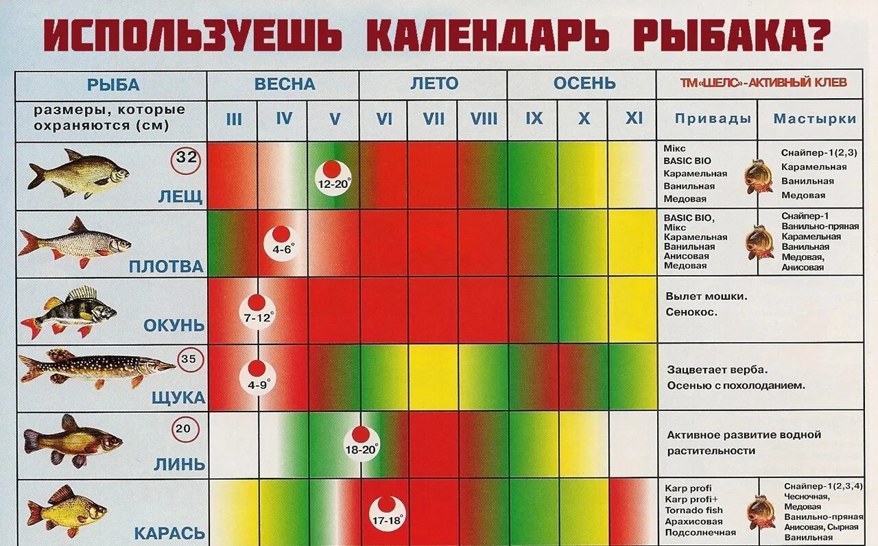 Календарь рыбака. Таблица клева рыбы. Таблица лова рыбы. Календарь клева рыбы.