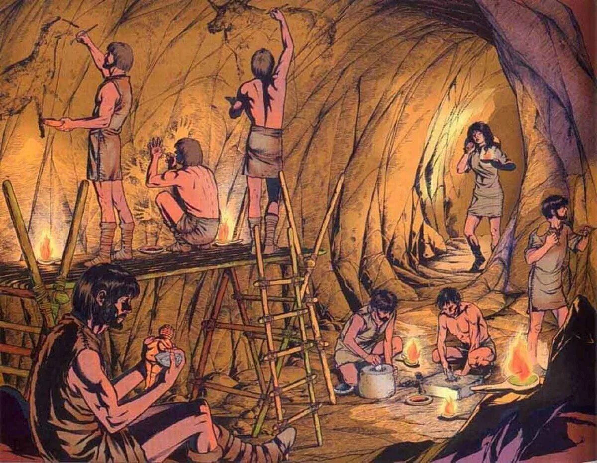 Древний мир Первобытное общество. Человек в первобытном обществе. Древние люди в пещере. Община первобытных людей.