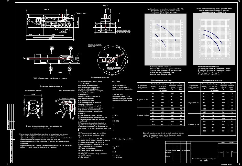 Чертеж автокрана КС-55729, общий вид Чертежи dwg cdw