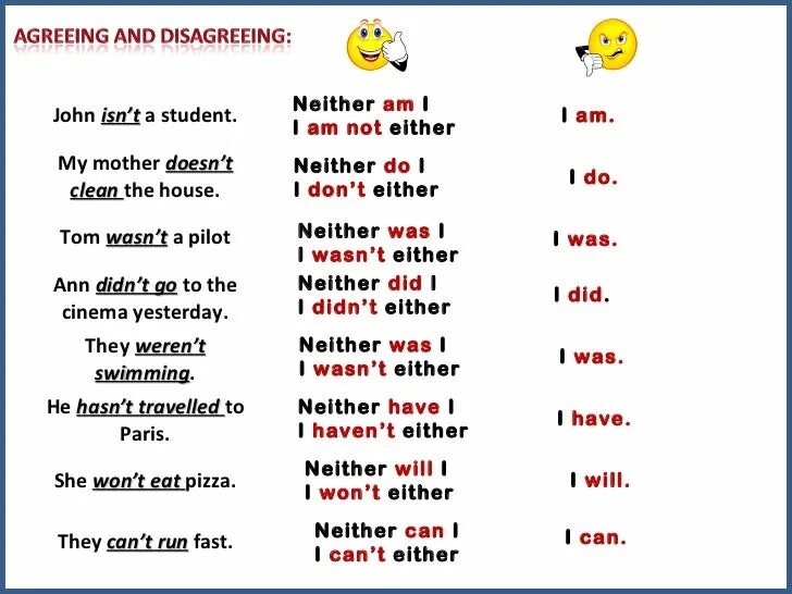 Agreeing and disagreeing правило. Neither either правило so do i. So do i neither do i правило. So do i neither do i упражнения.