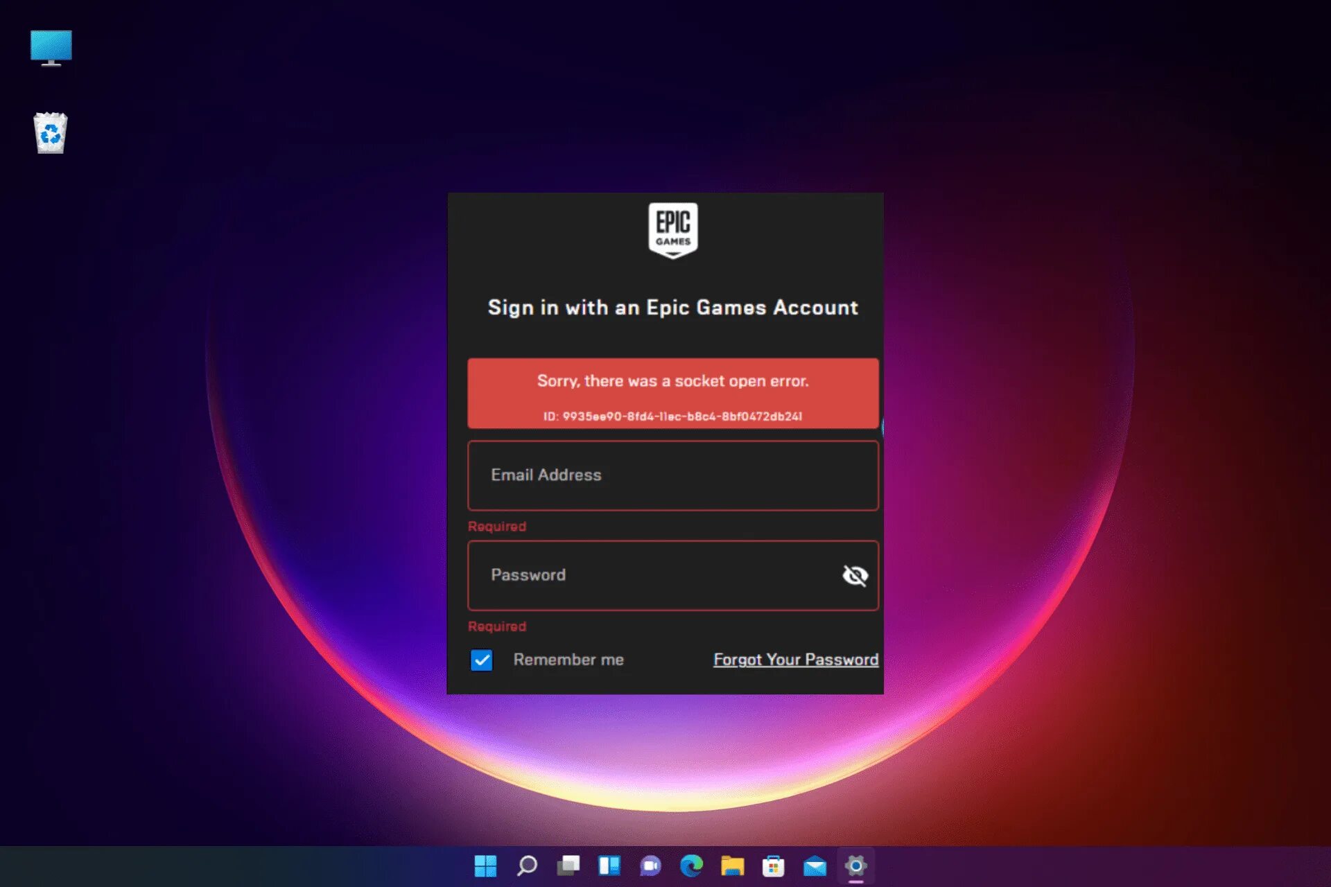 Socket error