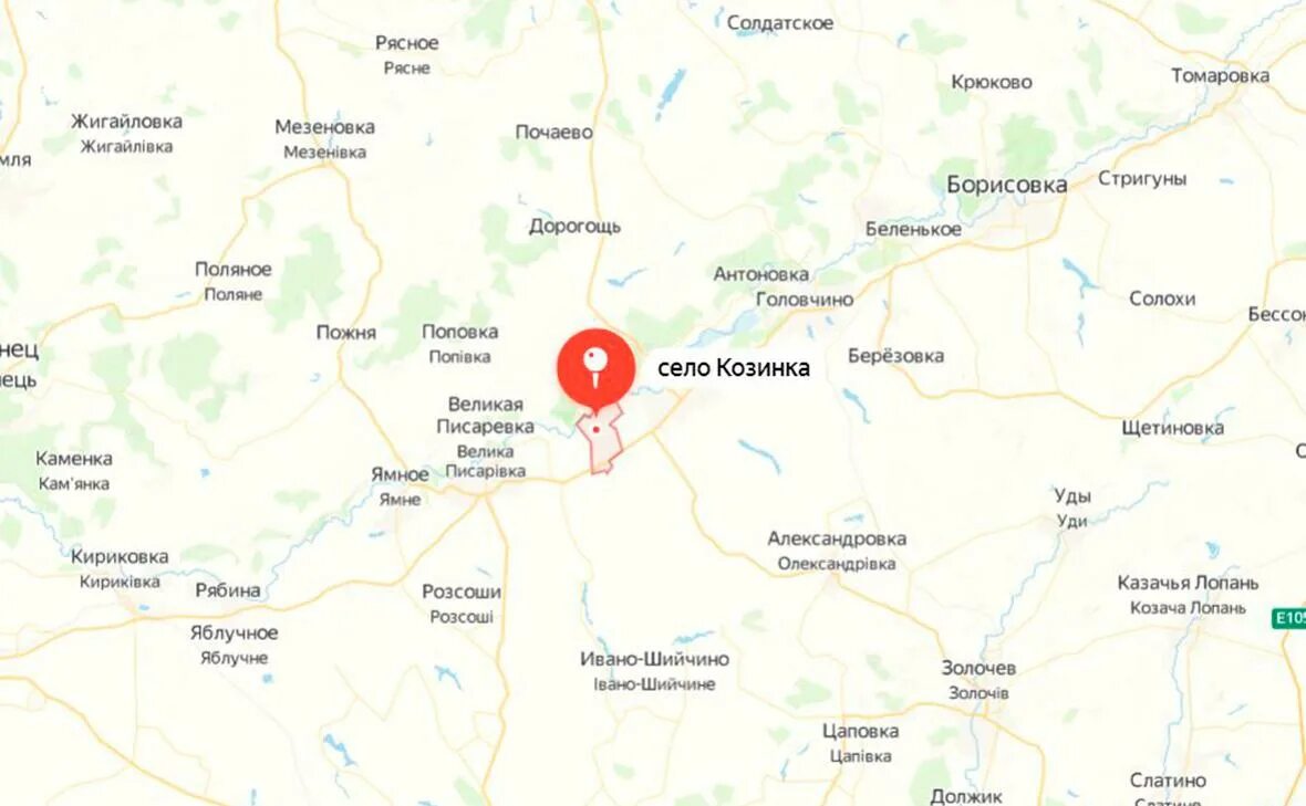 Село Козинка Белгородская область на карте. Граница Козинка Грайворонского района.