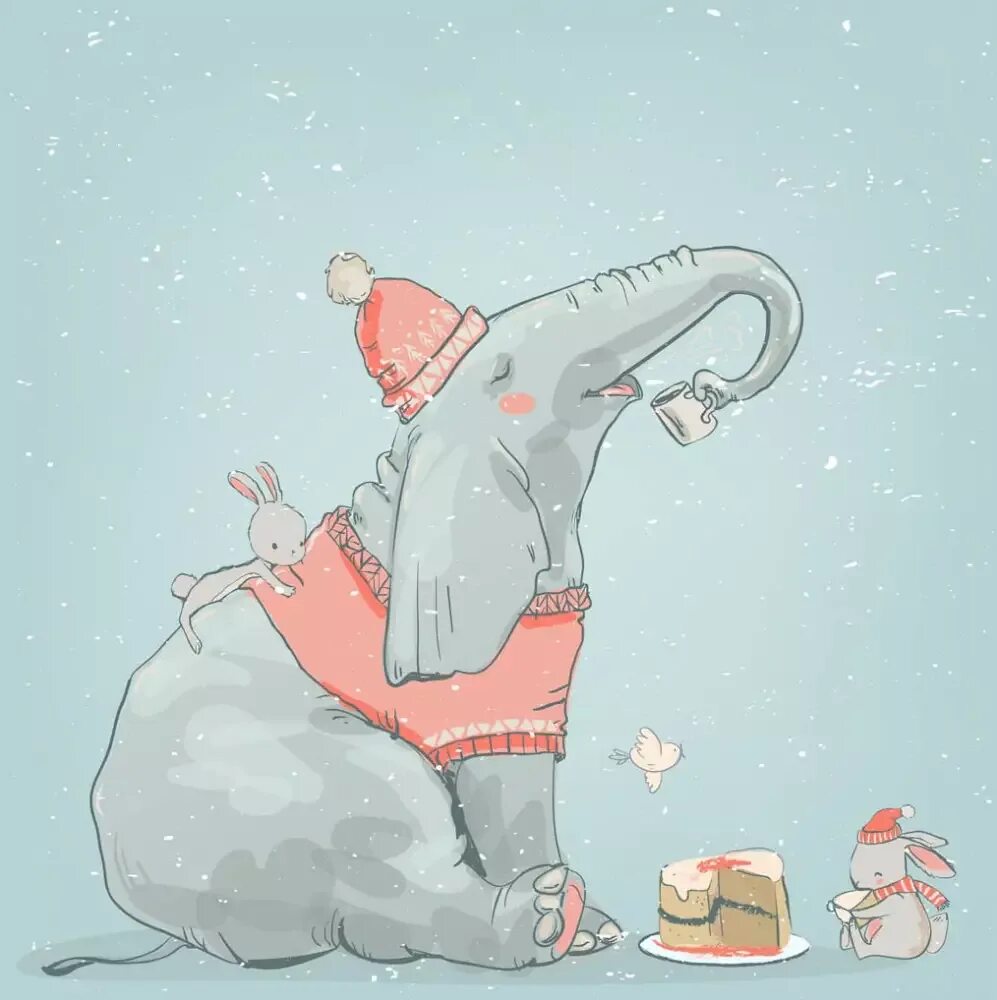Зимний слоник. Зима Слоник. Слон зимой. Слоник зимой. Милый Слоник арт.