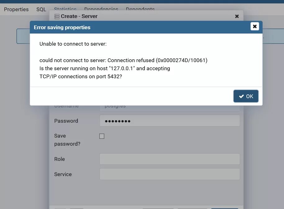 Connect to Server. Unable to connect to the Server.. Connection refused: connect. 10061 Connection refused штрих. Tcp ip connections on port 5432