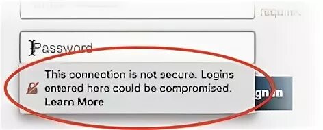 The connection to is not secure. The connection to is not secure
