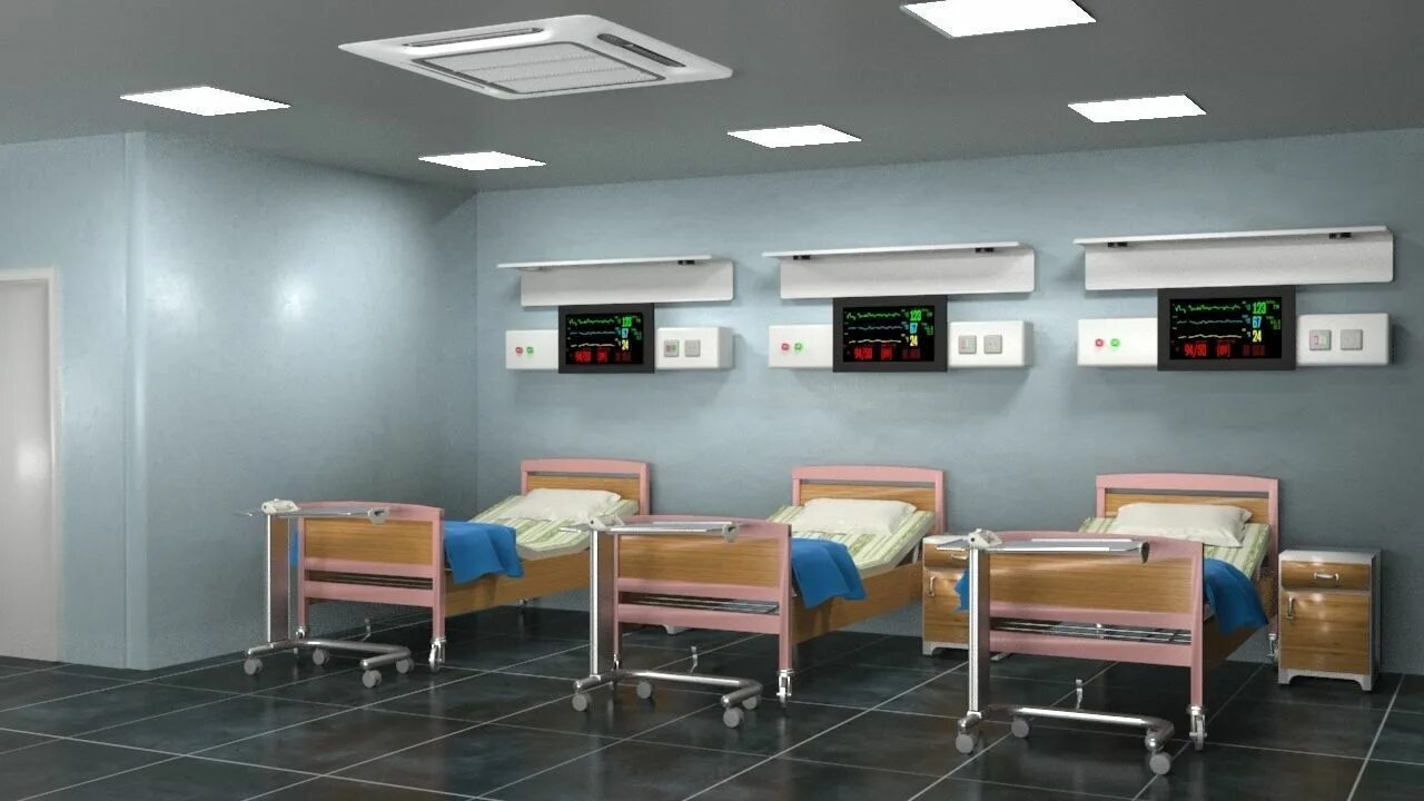 Ward 3. Hospital Ward. 3д модель медицинских кабинетов. Больничная палата 3д модель. Интерьер больницы 3д.