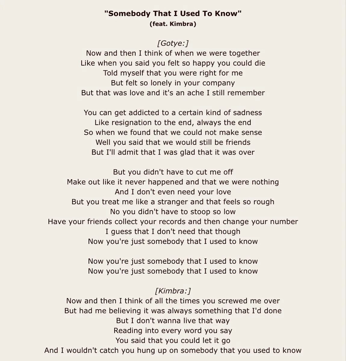 Let me know text. That i used to know текст. somebody that to used to know текст. need to know текст. used to know песня.