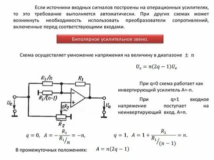 Коэффициент усиления инвертирующего усилителя