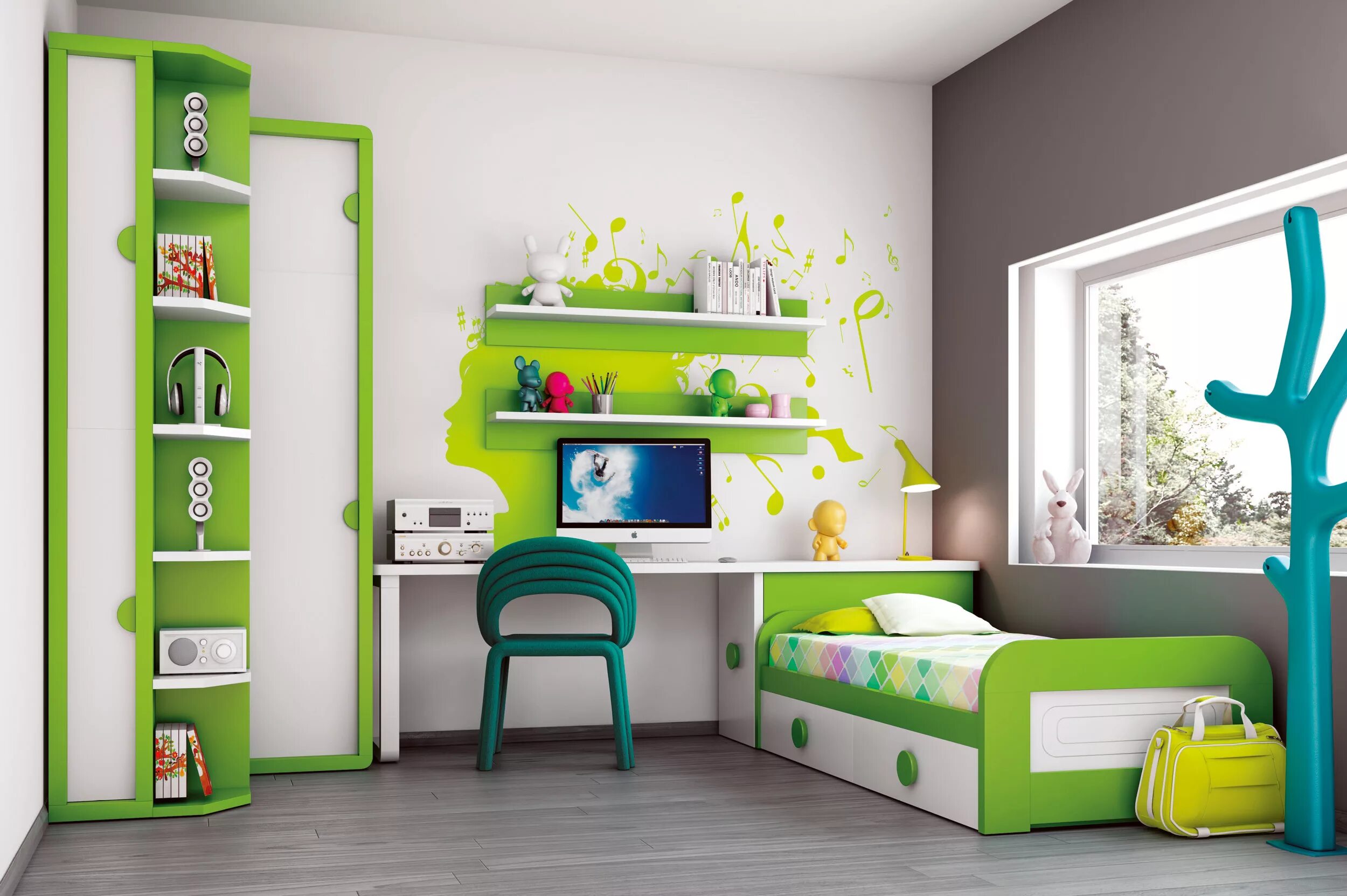 Комната для девочки зеленого цвета. Детская мебель зеленая. Салатовая комната для девочки. Салатовая детская комната. Детская комната с салатовой мебелью.