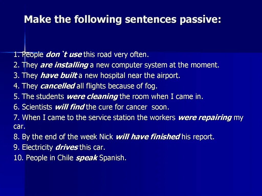 Make sentences choose from the. Passive sentences вопрос. Make Passive Voice. Презентация по теме Passive Voice. Used to в пассивном залоге.