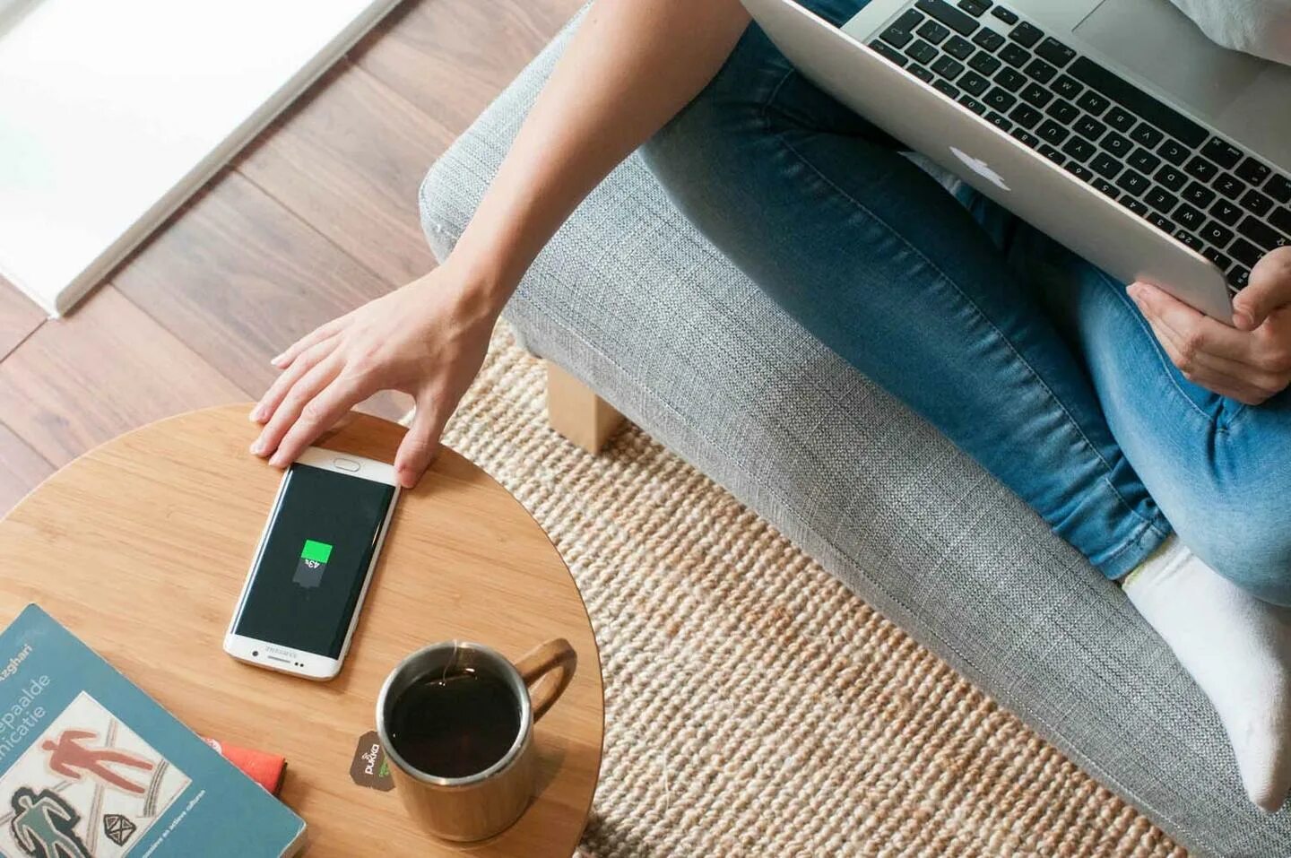 The phone is the table