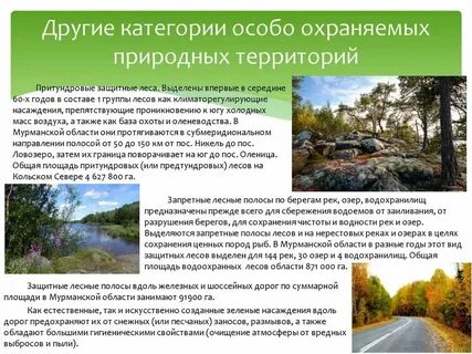 Сведения об особо охраняемых природных территориях