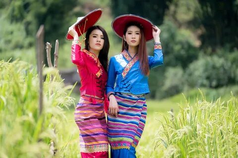 women, asian, asian conical hat, depth of field, model, traditional costume...