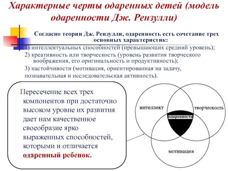 «Модель» одаренного ребенка (Дж. Рензулли). Модель одаренности по Дж Рензулли. Трехкольцевую модель одаренности Дж. Рензулли:. Характерные черты одаренных детей. Дж рензулли