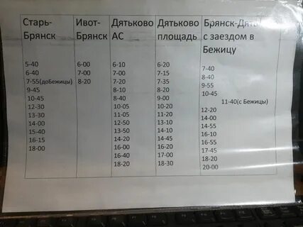 Маршрутка дятьково брянск сегодня