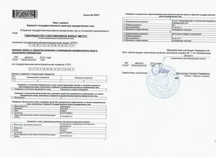 Лист записи ифнс