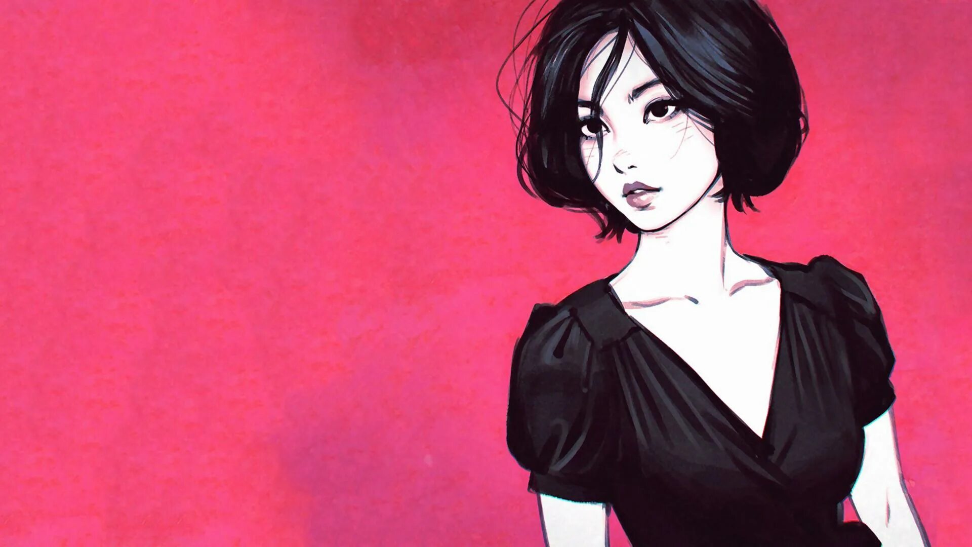 Аватарка каре. Ilya kuvshinov. ilya kuvshinov art. девушка с черным каре арт. красивые арты девушек с каре.