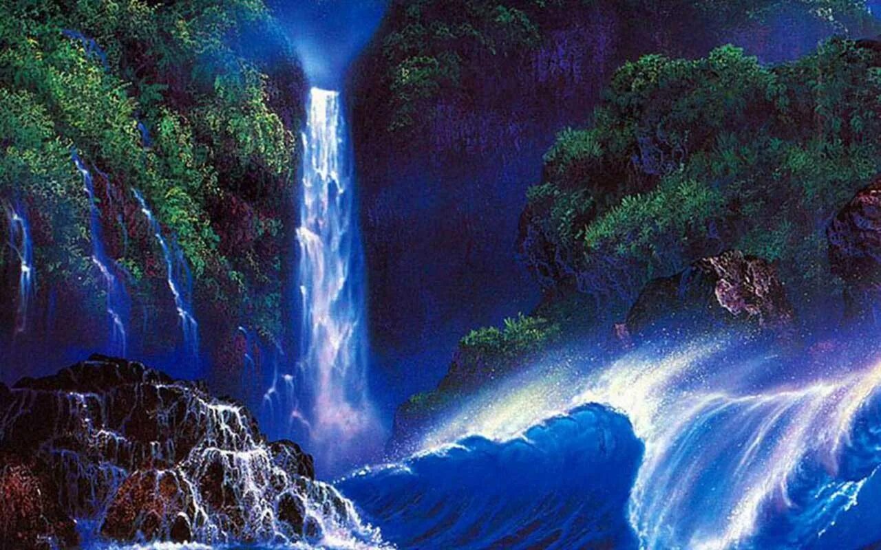 Мои океаны мои водопады если будет. Кристиан Риес Лассен. Christian lassen картины. Кристиан Риес Лассен картины. Пейзаж водопад.