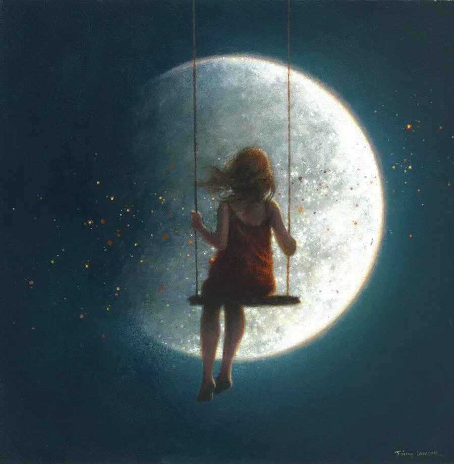 Лунная девочка 2025. Jimmy lawlor картины. девочка на луне. девушка-луна. лунная девушка.