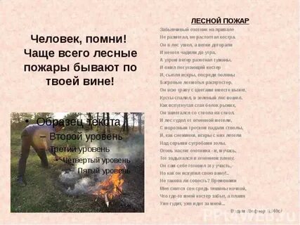 Текст лесной пожар