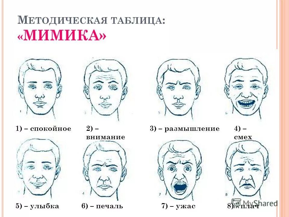 Мимика лица в схемах. Различные выражения лица. Схема мимики лица человека. Мимический портрет.