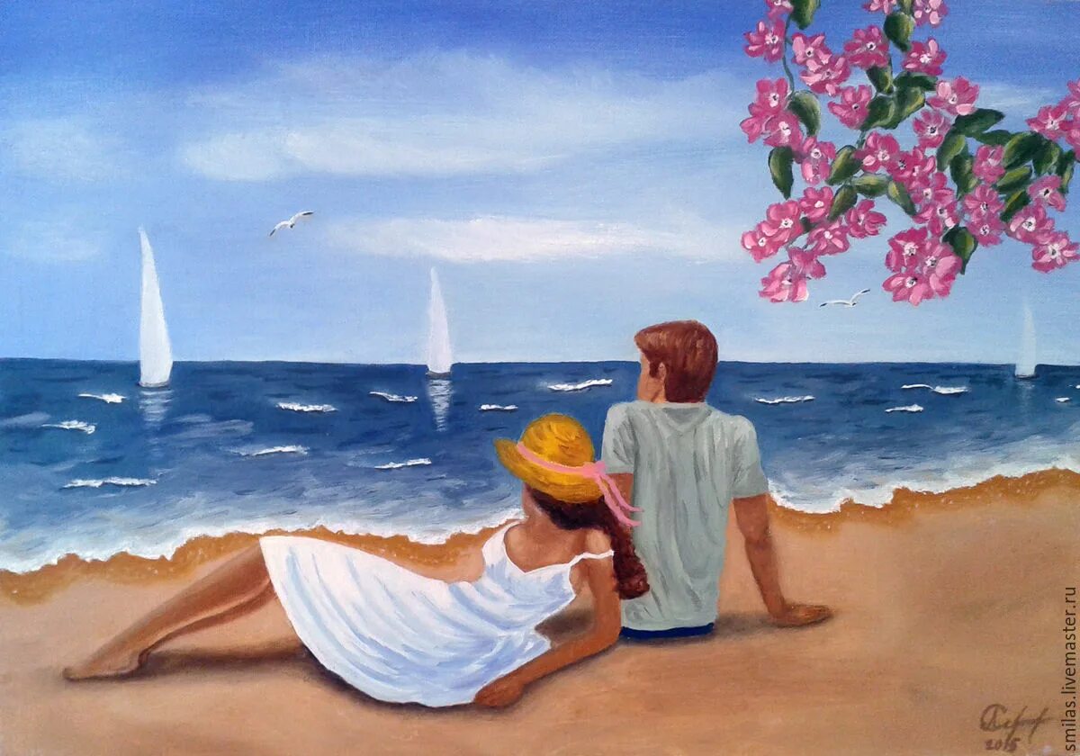 Картины двое у моря. Влюбленные на море живопись. Картина пара на берегу моря. Свидание у моря.