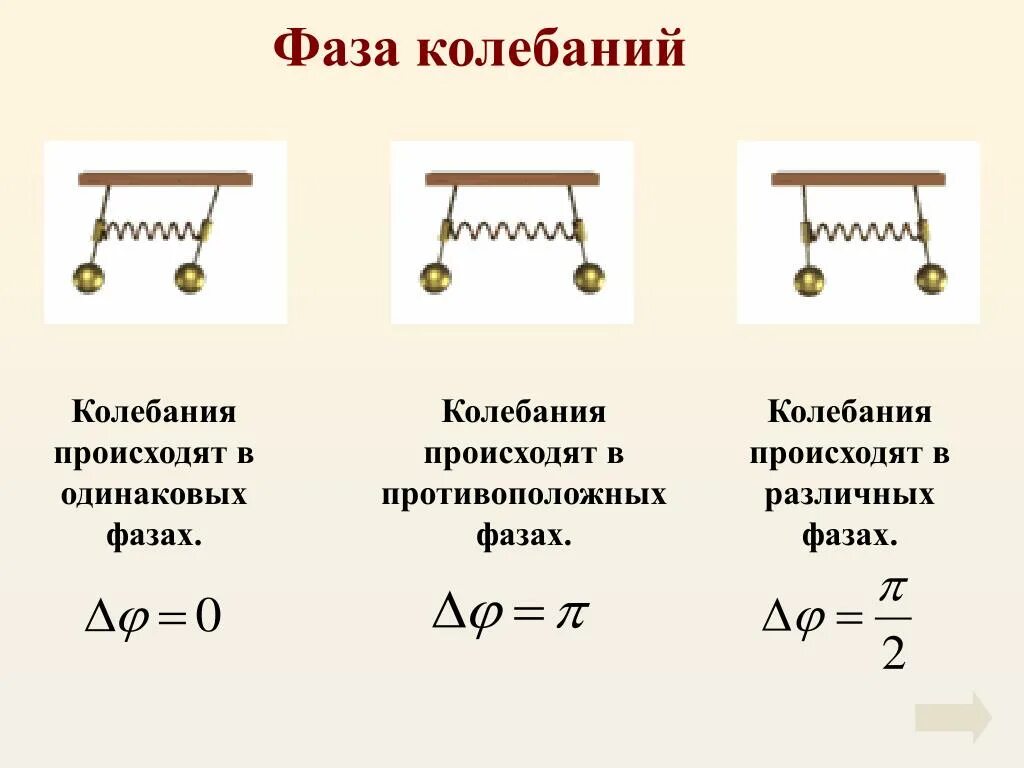 Виды фаз колебаний