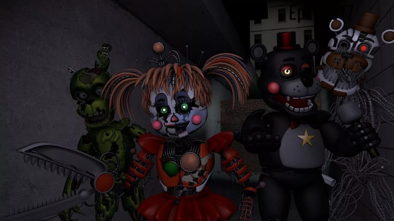 Fnaf 6 песни. FNAF 6 - Афтон и скрап бейби. FNAF 6 SFM. ФНАФ 6 бейби и Лефти. Бейби и Лефти ФНАФ.