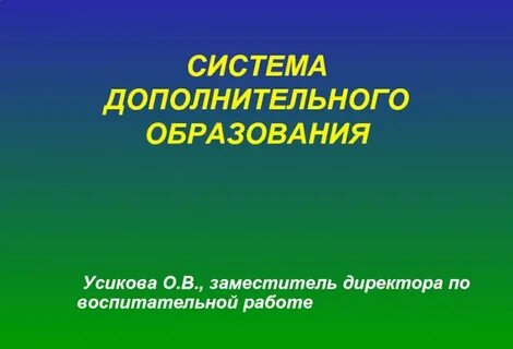 Заместитель директора дополнительного образования