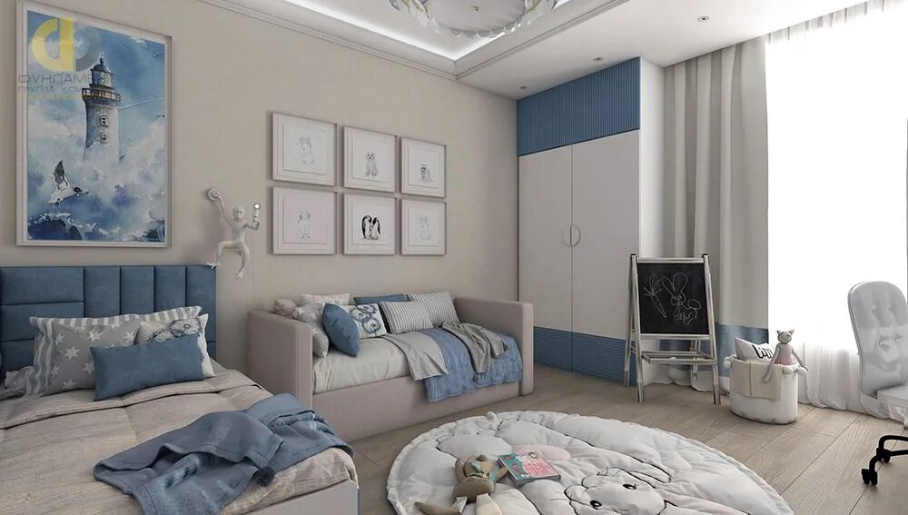 Спальня для мальчика. Синяя детская комната. Детская серо синего цвета. Детская комната в синих тонах. Детская в голубых тонах.
