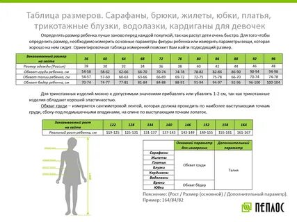 Пиджак размерная сетка