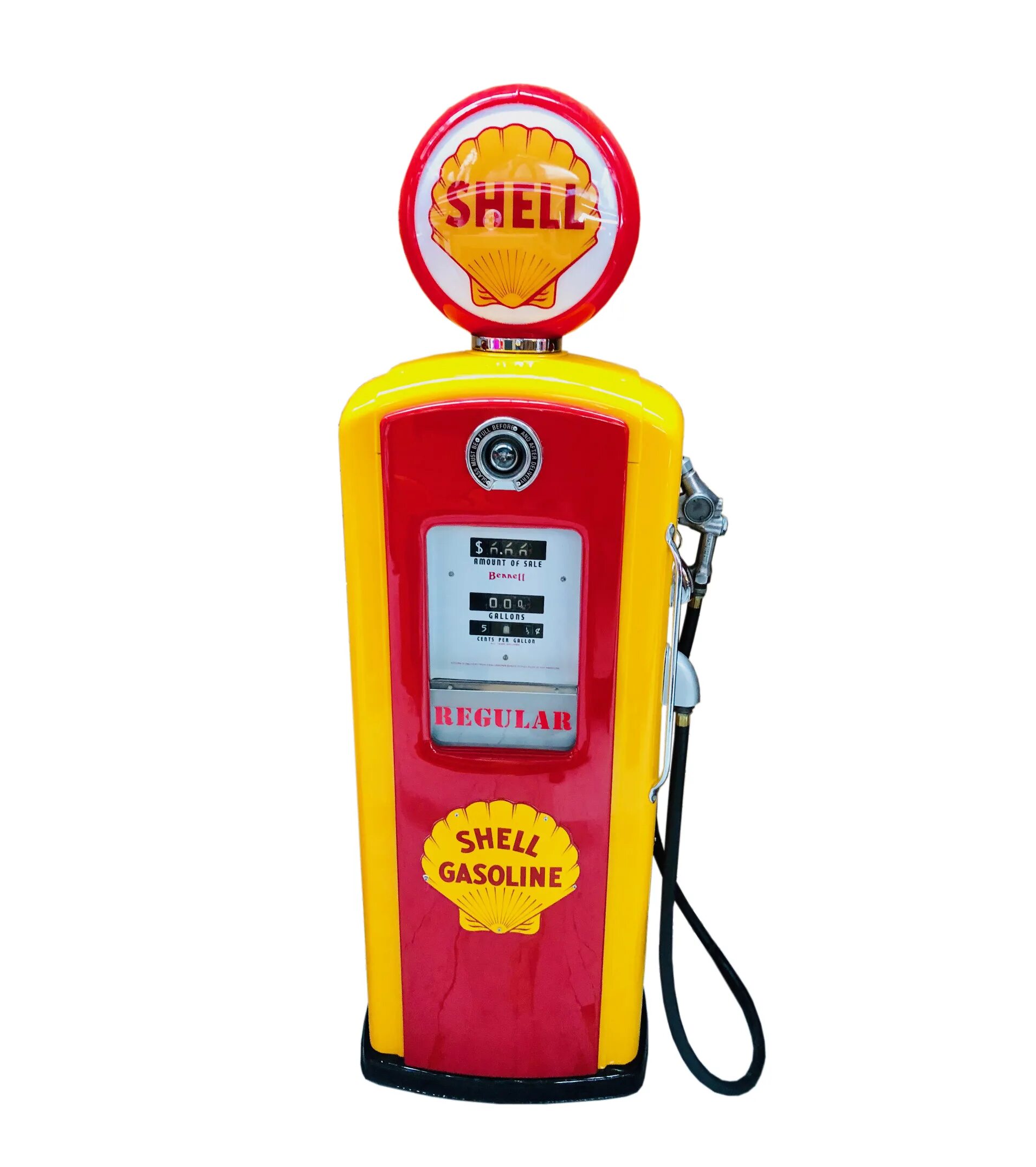 Shell pump. Shell gas pump. gas pump. vintage shell gas pump sticker. bennett pump company.