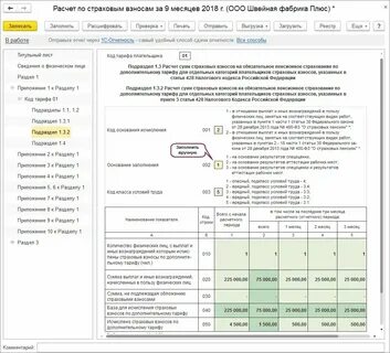 Код отчета по страховым взносам