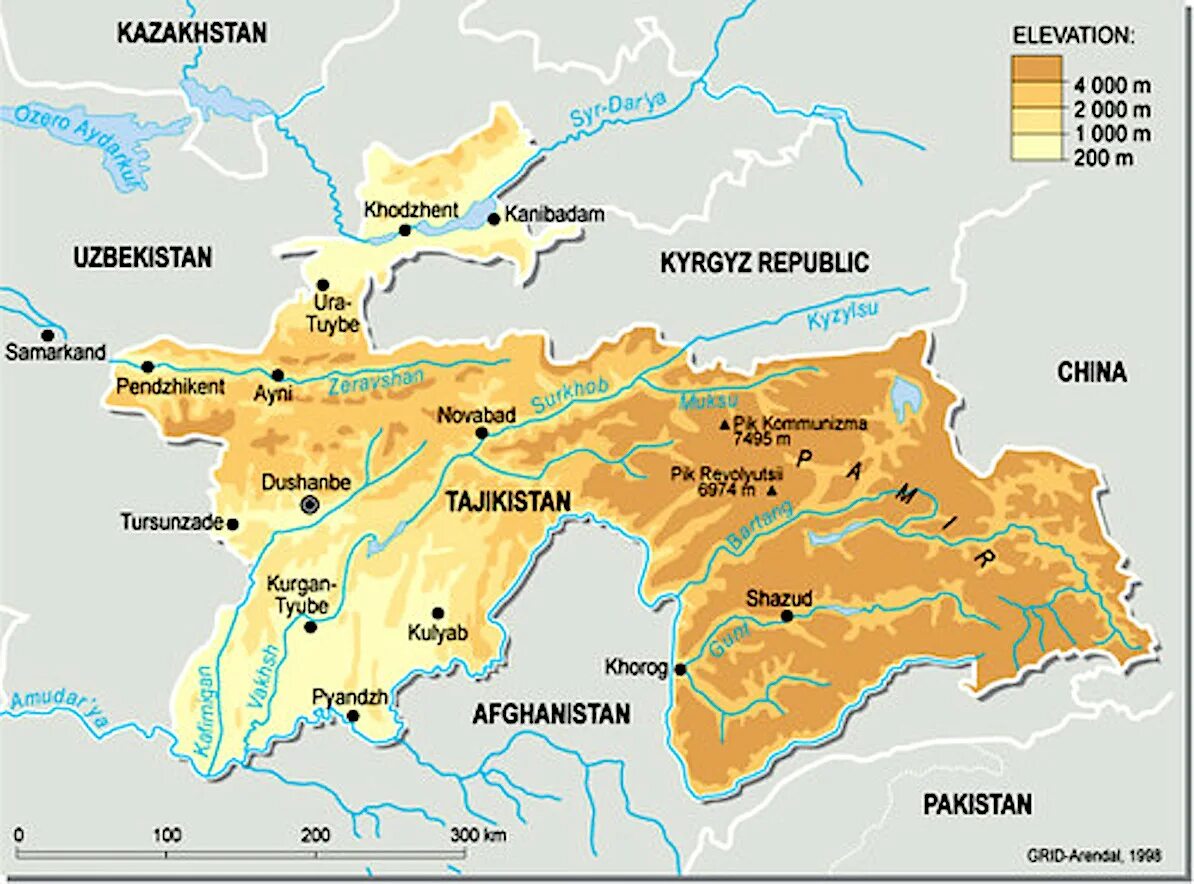 Таджикистан карта географическая. Карта Республики Таджикистан. Физическая карта Таджикистана. Реки Таджикистана на карте.
