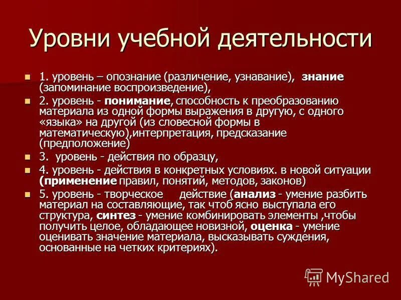 узнавание воспроизведение понимание применение. степень усвоения учебного материала. уровень узнавания характеристик. узнавание воспроизведение понимание применение. уровни знания узнавание.