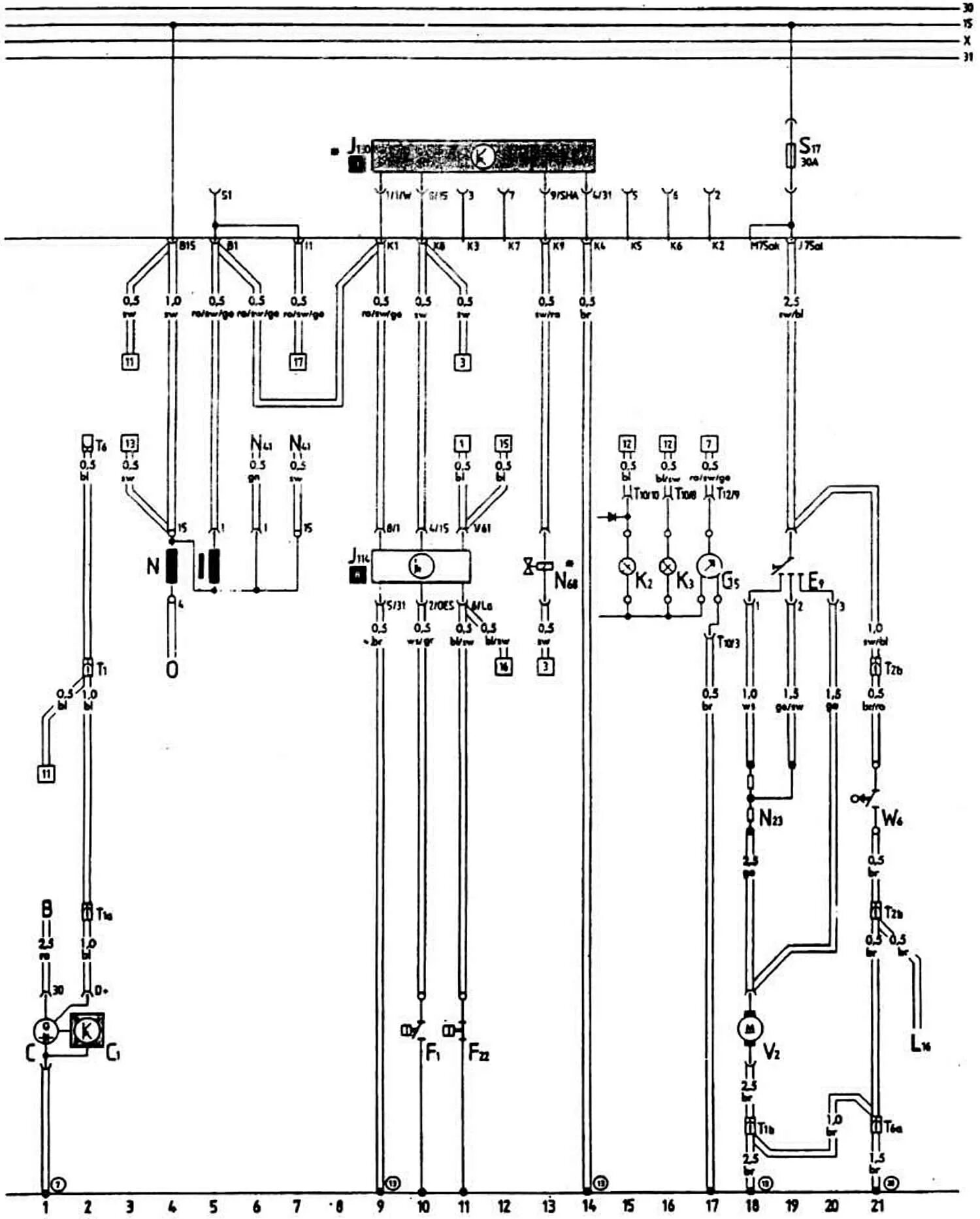 Wiring diagram of the central lock, lamp with a delay off and more (Audi 80 B4, 