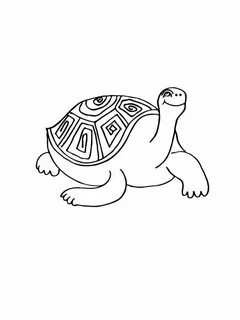 Drawing of a large turtle crawling slowly coloring page