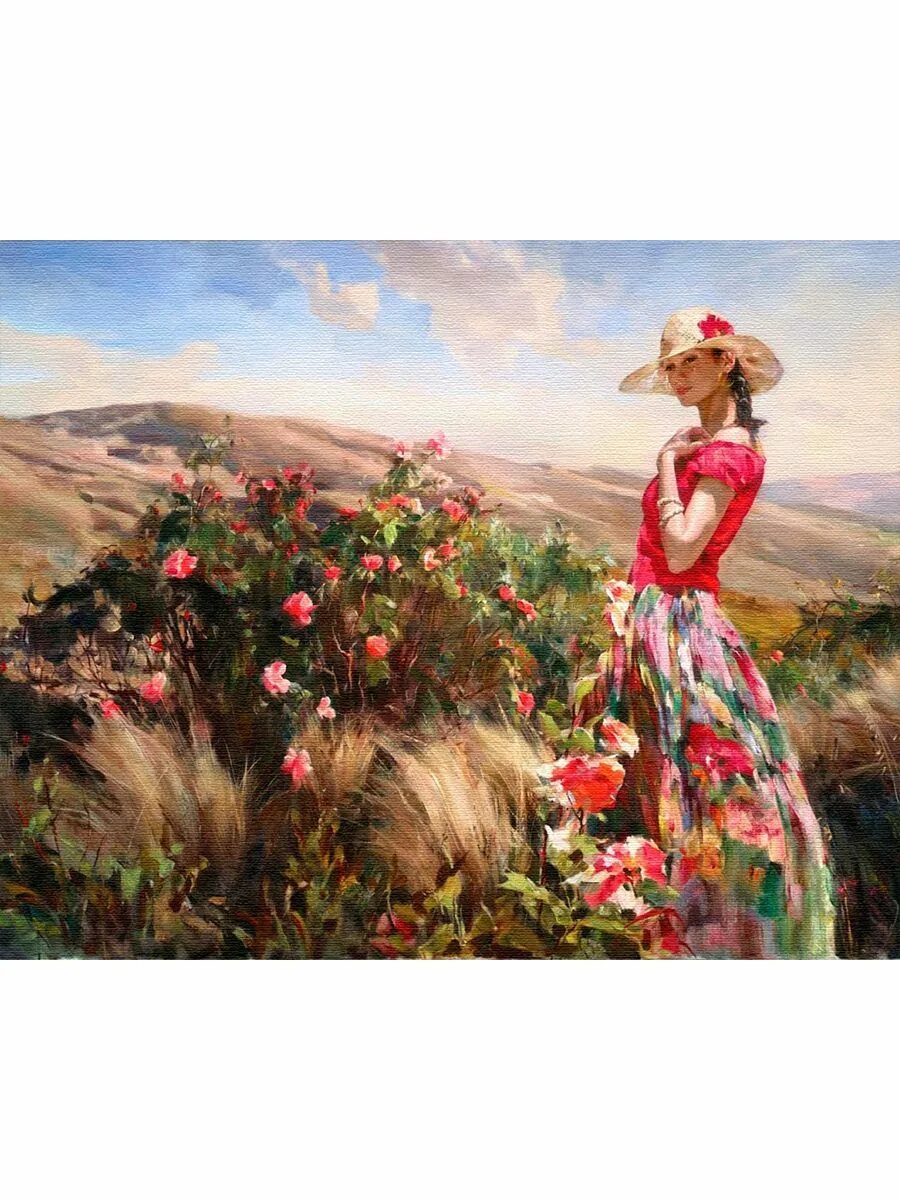 Красивые женщины с цветами картины