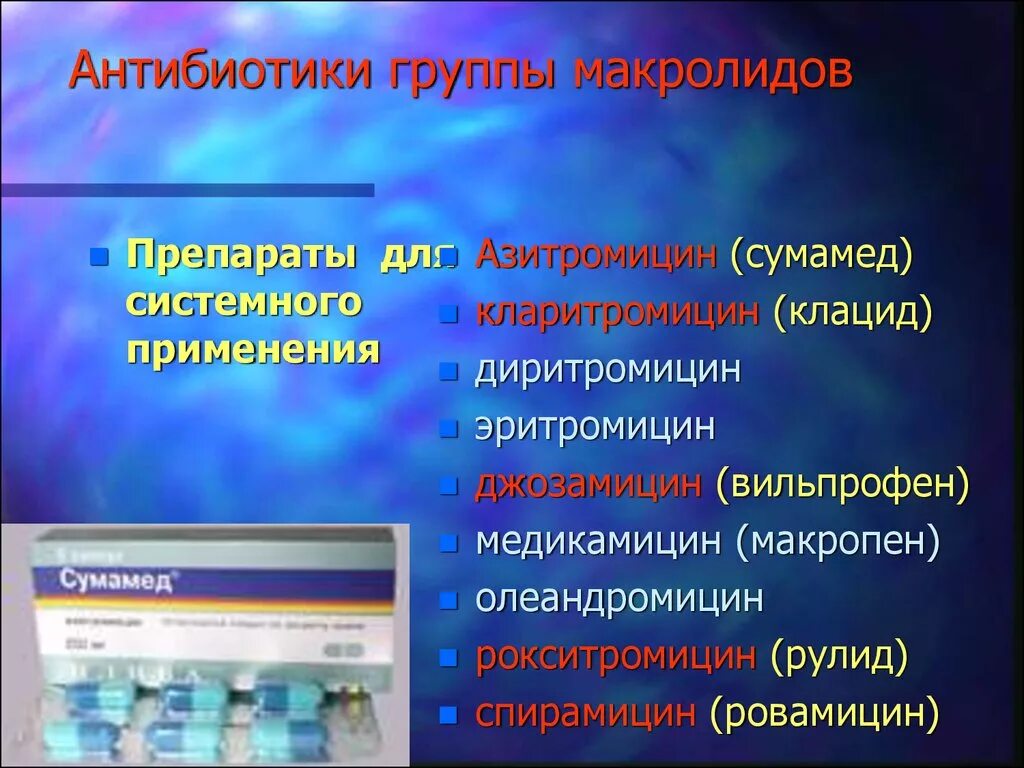 Сумамед группа антибиотиков. Антибиотик из группы макролидов. Препараты группы макролидов. Макролиды это пенициллиновая группа. Антибиотики ряда макролидов.