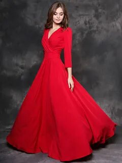 Красивые красные платья в пол.