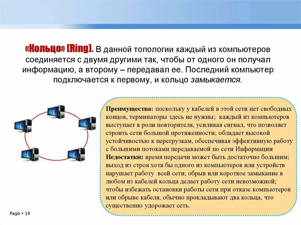 Информация полученная пользователем информационно телекоммуникационной сети. Обрыв кабеля «уронит» всю сеть при топологии. В сетчатой топологии каждый компьютер соединяется. Обрыв кабеля не уронит всю сеть при топологии. Выход из строя компьютера «уронит» всю сеть при топологии.