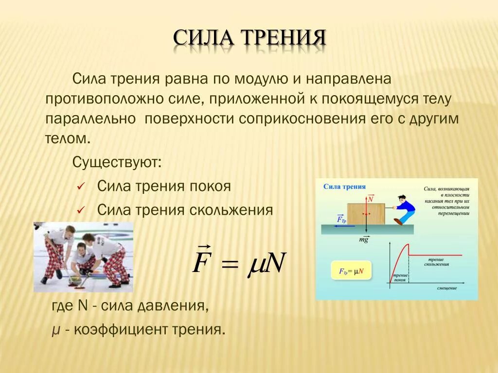 Сила трения какое тело действует. Сила трения формула 11 класс. Формула нахождения силы трения си. Сила трения кратко в физике и формула.